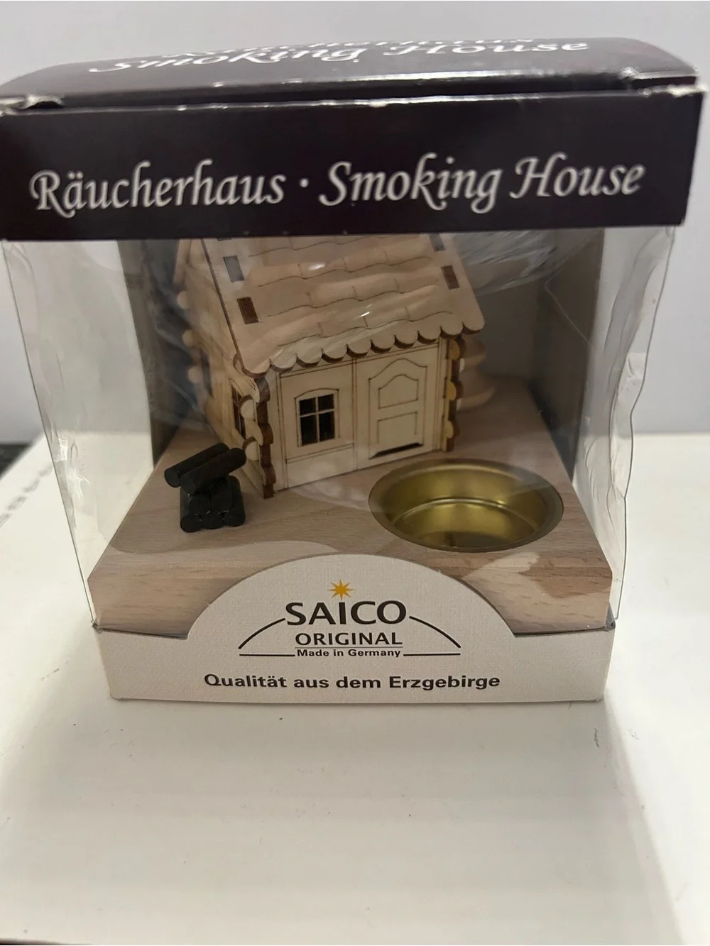 Wood House Incense and Tealight Holder SAICO Smokehouse German Wood Art Decor
